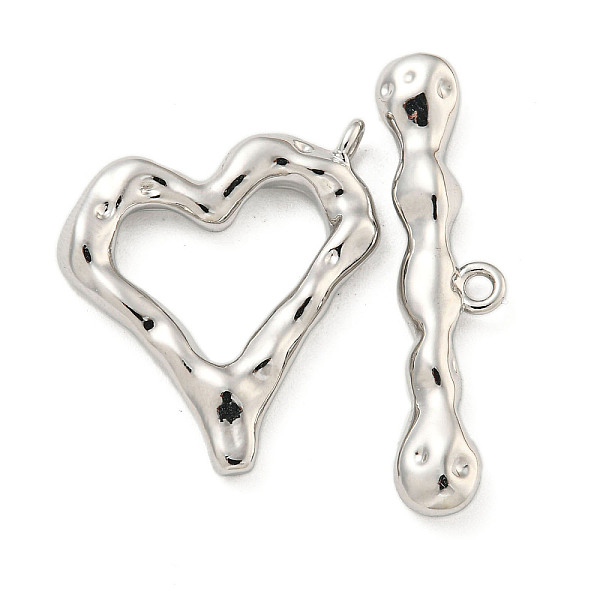 

PandaHall Brass Toggle Clasps, Heart, Platinum, Heart: 21x20x3.5mm, Hole: 1.6mm, Bar: 30x7.5x4mm, Hole: 1.6mm Brass Heart