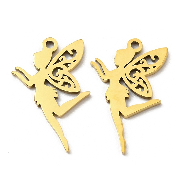 

PandaHall 201 Stainless Steel Pendants, Laser Cut, Golden, Angel & Fairy, 18x11x1mm, Hole: 1.2mm, 5pcs/bag 201 Stainless Steel Angel & Fairy