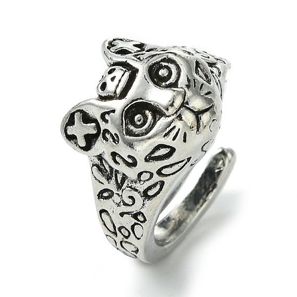 

PandaHall Vintage Leopard Alloy Open Cuff Rings, Lead Free & Cadmium Free, Antique Silver, 14mm, Inner Diameter: Adjustable Alloy Leopard