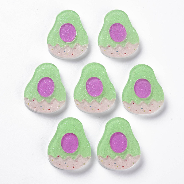 

PandaHall Cellulose Acetate(Resin) Cabochons, with Glitter Powder, Avocado, Light Green, 28x23x4mm Cellulose Acetate Fruit