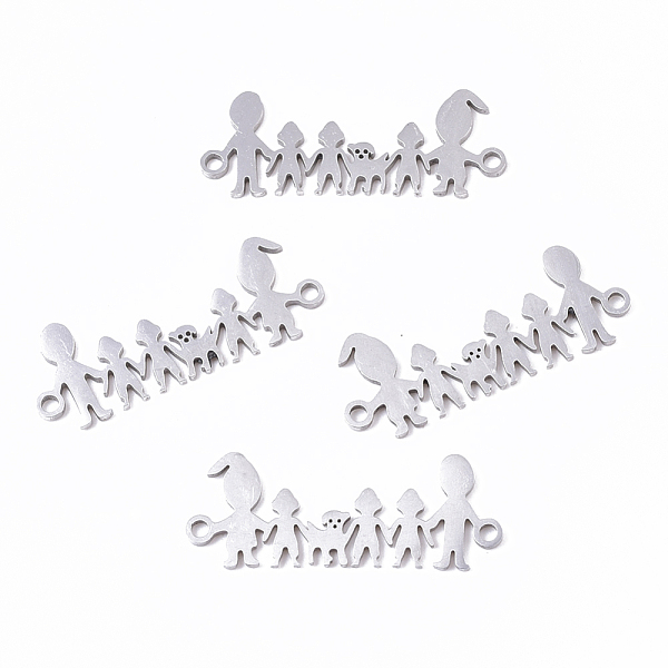 

PandaHall 201 Stainless Steel Links connectors, Laser Cut, Family, Stainless Steel Color, 11x28.5x1mm, Hole: 1.5mm 201 Stainless Steel Human