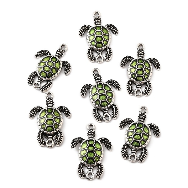 

PandaHall Spray Painted Zine Alloy Connector Charms, Tortoise, Antique Silver, 26.5x18x3mm, Hole: 1.6mm Alloy+Enamel Tortoise