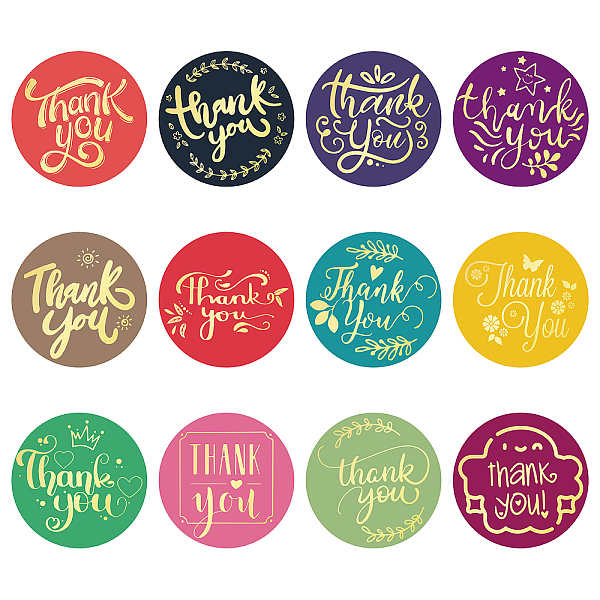 

PandaHall CRASPIRE 120pcs Word Gold Foil Stickers Embossed Certificate Seals Thank You Round Dot Decals Self Adhesive Stickers Medal...