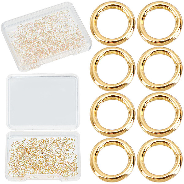 

PandaHall CREATCABIN 500Pcs 18K Gold Plated Open Jump Rings Small Stainless Steel Connectors with Plastic Container Charm Jump Ring Round...