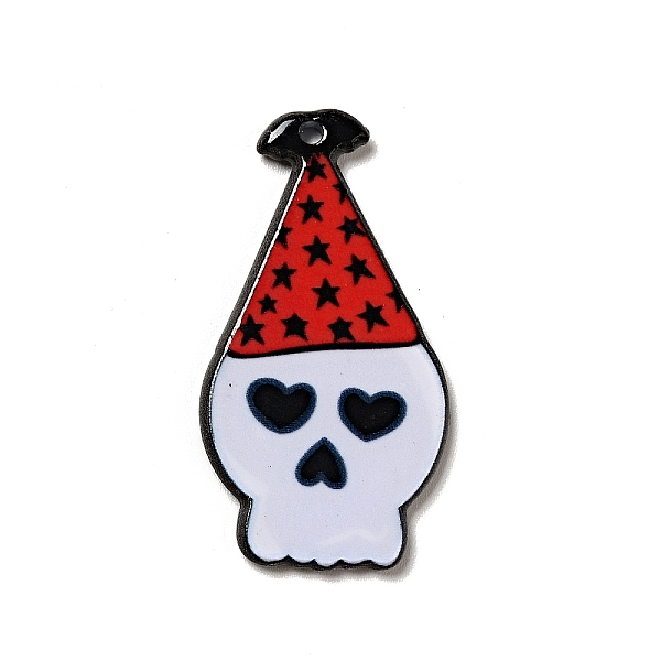 

PandaHall Halloween Printed Acrylic Pendants, Skull Pattern, 39x21x2.5mm, Hole: 1.8mm Acrylic Skull