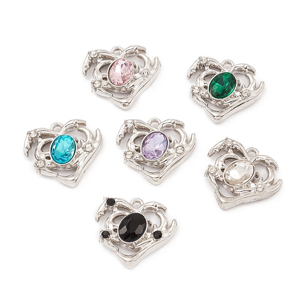

PandaHall Alloy Pendant, with Glass, Heart Charms, Long-Lasting Plated, Lead Free & Cadmium Free, Platinum, Mixed Color, 19x21x4.5mm, Hole..., Multicolor