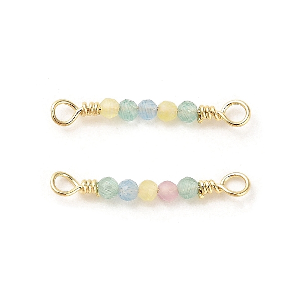 

PandaHall Round Glass Beaded Connector Charms with Rack Plating Real 18K Gold Plated Brass Findings, Mixed Color, 19.5~20x2.5x2mm, Hole..., Multicolor