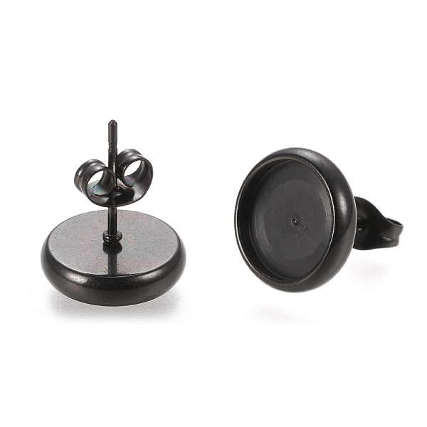 

PandaHall 304 Stainless Steel Stud Earring Settings, with Ear Nuts, Flat Round, Electrophoresis Black, 12.5mm, Pin: 0.8mm, Tray: 10mm 304...
