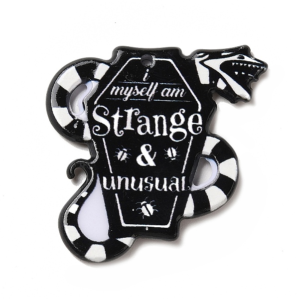 

PandaHall Double-sided Printed Acrylic Pendants, for Halloween, Snake Theme Charm, Black, 34x33.5x2.5mm, Hole: 1.6mm Acrylic Others Black