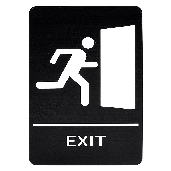 PandaHall Acrylic Indicator, with Word Exit, for Wall Door Accessories Sign, Rectangle, Black, 225x150x15mm Acrylic Rectangle Black
