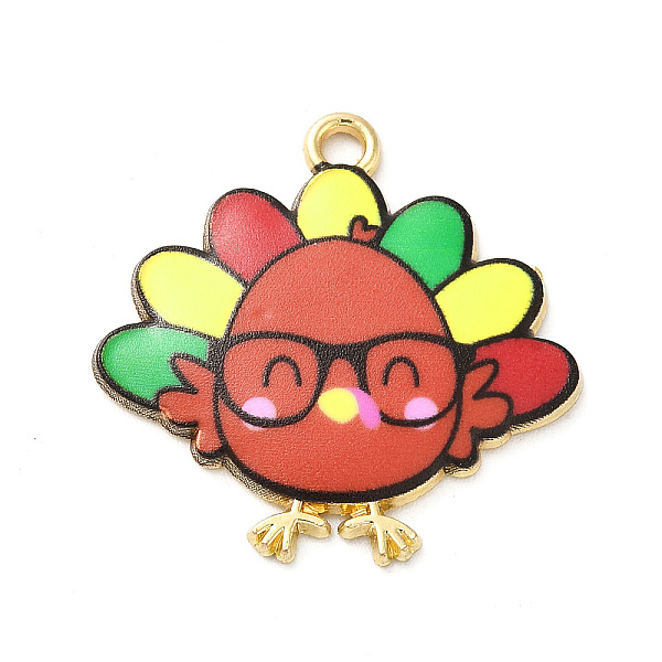 

PandaHall Cute Printed Alloy Pendants, Light Gold, Cadmium Free & Nickel Free & Lead Free, Turkey Charm, Mixed Color, 26x26x2mm, Hole: 2mm..., Multicolor