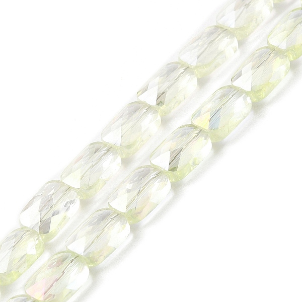 

PandaHall Transparent Electroplate Glass Beads Strands, Rainbow Plated, Faceted, Rectangle, Light Yellow, 9x6x4mm, Hole: 1.2mm, about...
