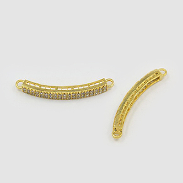 

PandaHall Brass Cubic Zirconia Links, Rectangle, Golden, 35x4x4mm, Hole: 1mm Brass+Cubic Zirconia Rectangle