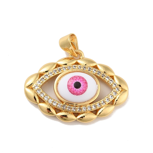 

PandaHall Brass Micro Pave Cubic Zirconia Pendants, with Acrylic, Cadmium Free & Lead Free, Long-Lasting Plated, Evil Eye, Real 18K Gold...