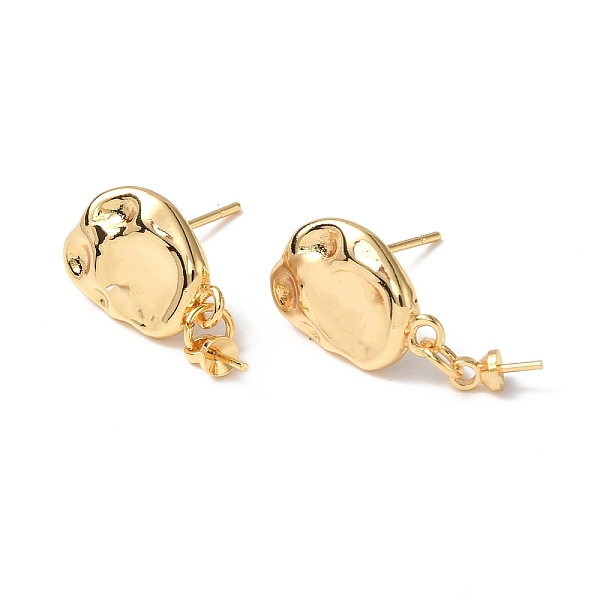 

PandaHall Brass Stud Earring Findings, with Cup Peg Bails and 925 Sterling Silver Pins, Nuggets, Real 18K Gold Plated, 22x9.5mm, Pin: 0.8mm...