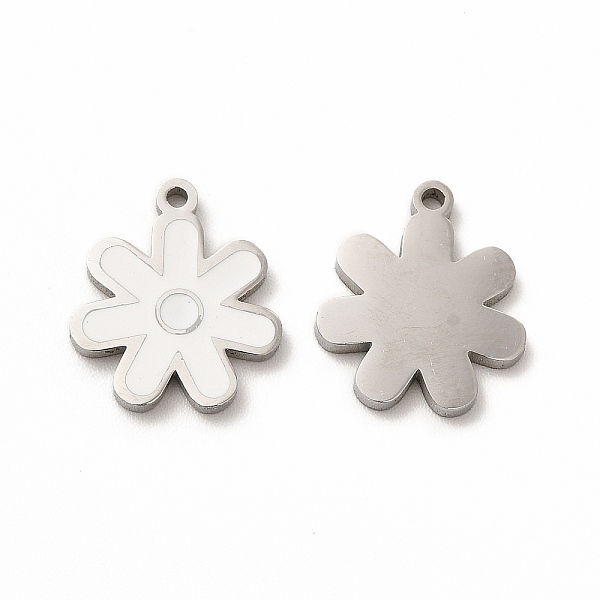 

PandaHall 304 Stainless Steel Charms, with Enamel, Flower, White, 14x12x1mm, Hole: 1.2mm Alloy+Enamel Flower White