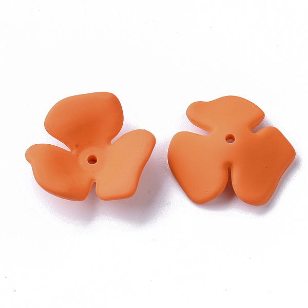 

PandaHall 3-Petal Spray Painted Acrylic Bead Caps, Rubberized Style, Flower, Dark Orange, 23x20~22x7mm, Hole: 1.6mm Acrylic