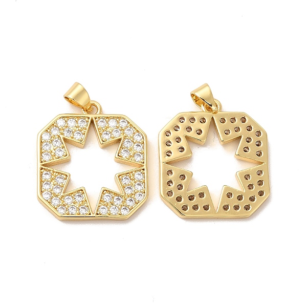 

PandaHall Rack Plating Brass Micro Pave Cubic Zirconia Pendants, Cadmium Free & Lead Free, Long-Lasting, Polygon & Hollow Star, Real 18K..., Clear
