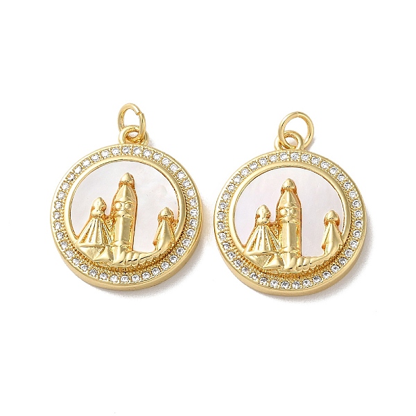 

PandaHall Brass Micro Pave Clear Cubic Zirconia Pendants, with Shell, Real 18K Gold Plated, Oval/Flat Round Round, Human, 21.5x18.5x4.5mm...