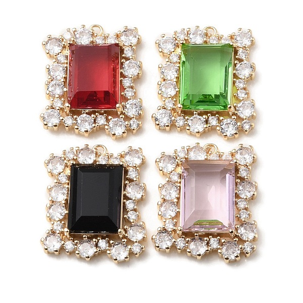 

PandaHall Brass with K9 Glass & Rhinestone Pendants, Light Gold, Rectangle Charms, Mixed Color, 24.5x20x7mm, Hole: 1.2mm K9 Glass Rectangle..., Multicolor