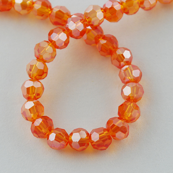 

PandaHall Electroplate Glass Bead Strands, Pearl Luster Plated, Faceted, Round, Dark Orange, 6x5mm Glass Round