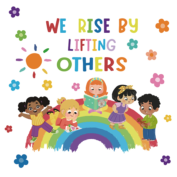 

PandaHall SUPERDANT Inspirational We Rise by Lifting Others Wall Decals Rainbow Kids Wall Stickers Diversity Equality Motivational Inclusion...