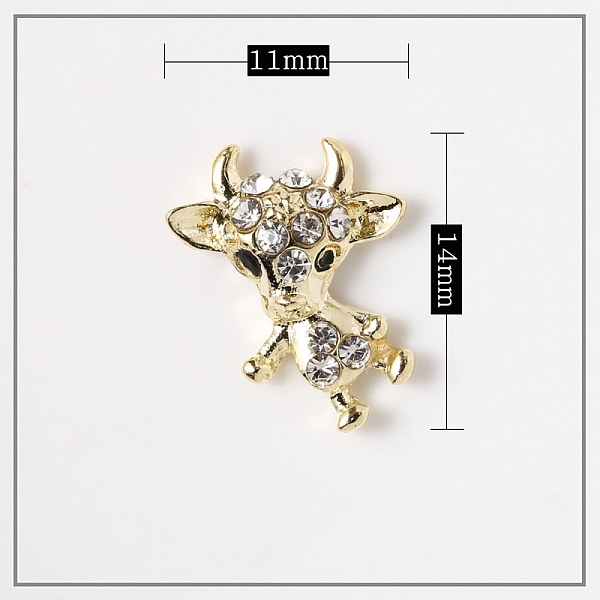

PandaHall Alloy Cabochons, Nail Art Decoration Accessories, with Glass Rhinestones, Light Gold, Cow, Crystal, 13.5x11x3.5mm Alloy+Rhinestone..., Clear