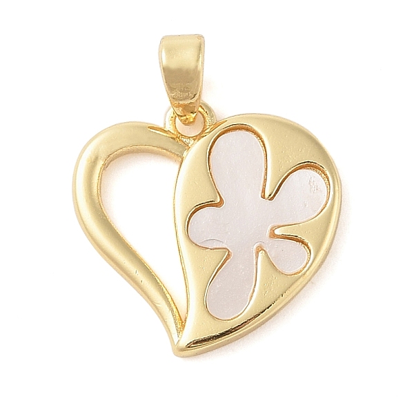 

PandaHall Brass Pave Shell Pendants, Heart with Flower Charms with Snap on Bails, Real 18K Gold Plated, 16.5x17x2mm, Hole: 3x4.5mm Shell...