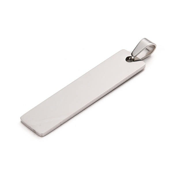 

PandaHall 304 Stainless Steel Pendants, Laser Cut, Stamping Blank Tag, Rectangle, Stainless Steel Color, 41x10x1.4mm, Hole: 6mm 304...