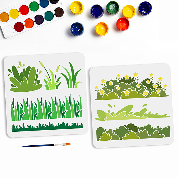 

PandaHall 8 Styles Tussock Grass Stencil 11.8×11.8inch Large Meadow Template with Paint Brush Reusable Reed Water Grass Stencil for Painting...