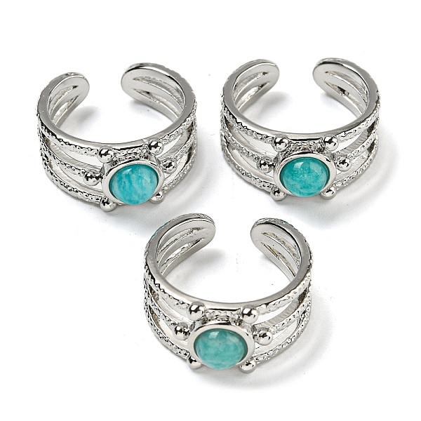 

PandaHall Natural Amazonite Adjustable Rings, with Platinum Brass Findings, Long-Lasting Plated, Jewely for Women, Adjustable Amazonite