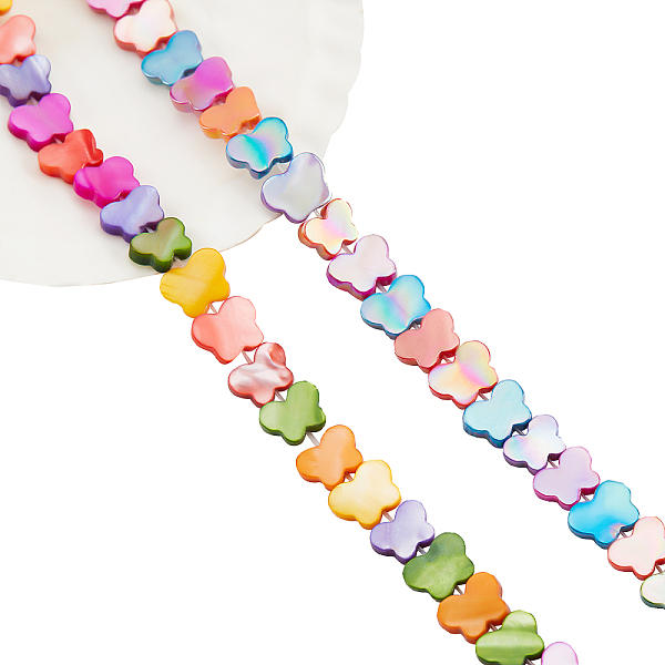 

PandaHall 2 Strands about 103 Pcs Butterfly Shell Beads, Dyed Natural Freshwater Shell Beads Flat Spacer Beads Drilled Loose Beads for..., Multicolor