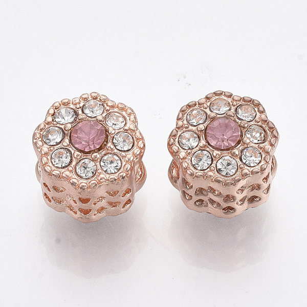 

PandaHall Alloy European Beads, Large Hole Beads, Column with Heart, Flower, Crystal, 12x11.5mm, Hole: 5mm Alloy+Rhinestone Flower Clear