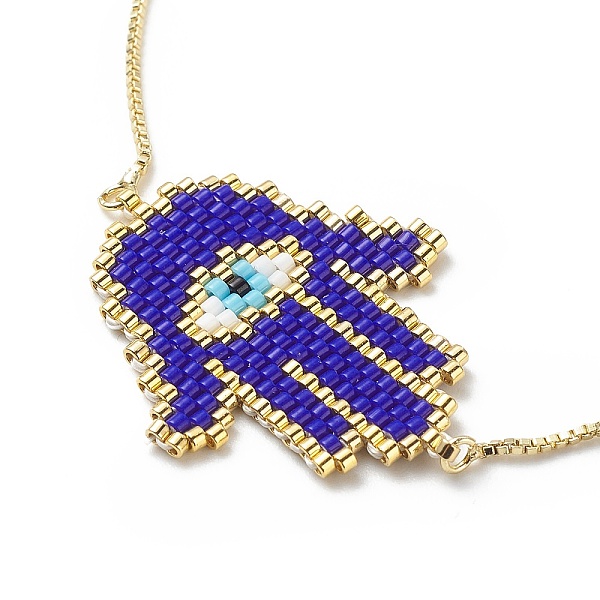 

PandaHall Glass Seed Braided Hamsa Hand with Evil Eye Link Slider Bracelet, Golden Brass Adjustable Bracelet with Cubic Zirconia Tiny Charms...