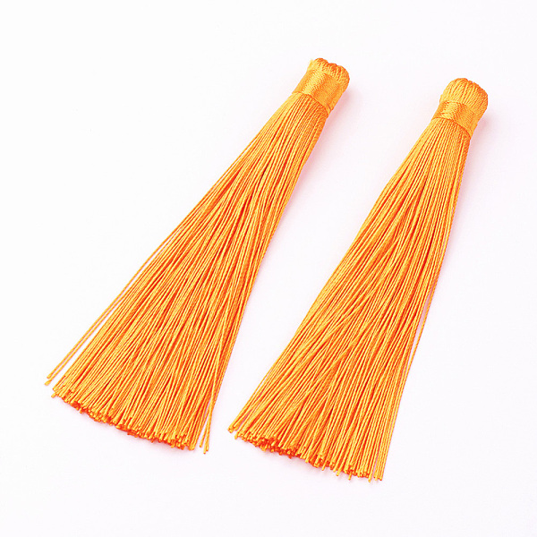 

PandaHall Nylon Tassels Big Pendant Decorations, Orange, 120x10mm, Hole: 5mm Nylon Orange