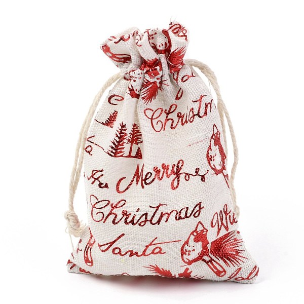 

PandaHall Christmas Theme Cotton Fabric Cloth Bag, Drawstring Bags, for Christmas Party Snack Gift Ornaments, Christmas Themed Pattern...