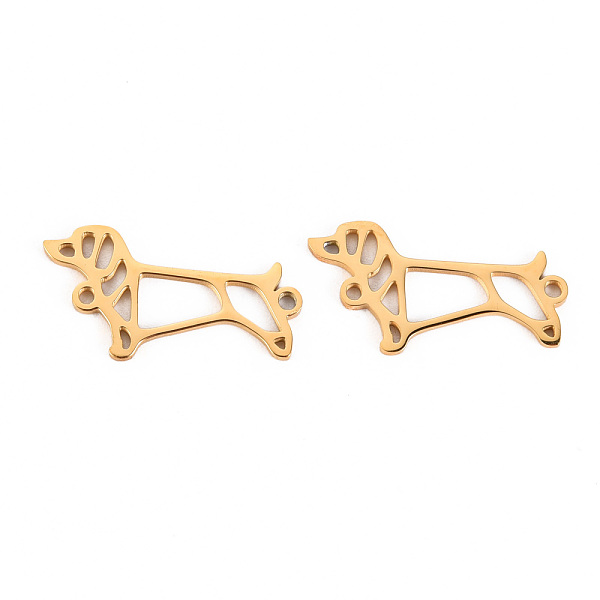 

PandaHall Hollow 304 Stainless Steel Links Connectors, Laser Cut, Dog, Real 14K Gold Plated, 11x21x1mm, Hole: 1mm 304 Stainless Steel Dog