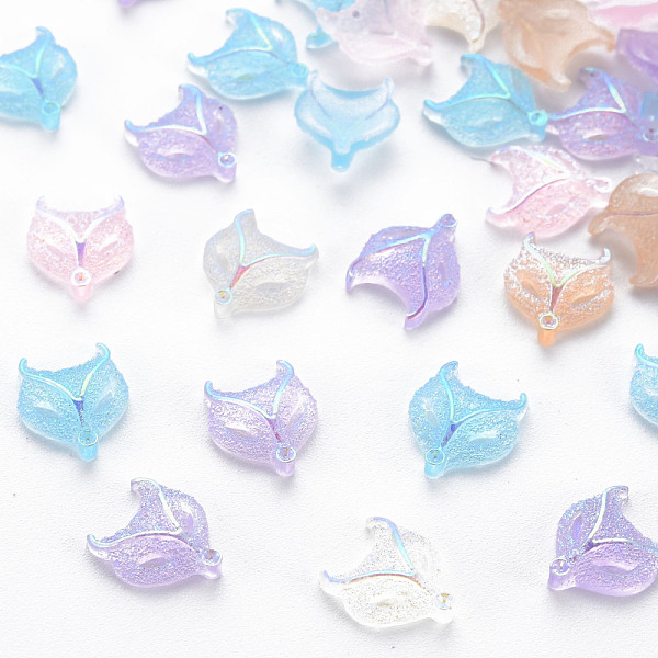 

PandaHall Transparent Resin Cabochons, AB Color Plated, with Glitter Powder, Owl, Mixed Color, 9x8x2.5mm Resin Owl Multicolor