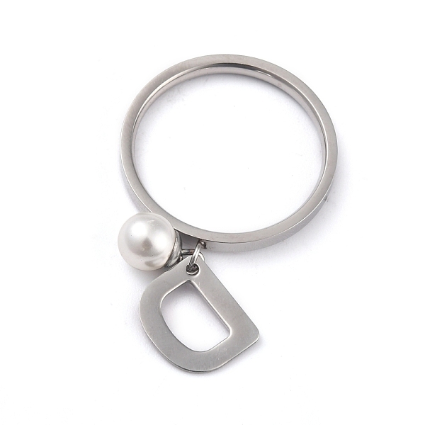 

PandaHall Dual-use Items, 304 Stainless Steel Finger Rings or Pendants, with Plastic Round Beads, Stainless Steel Color, White, Letter.D, US...