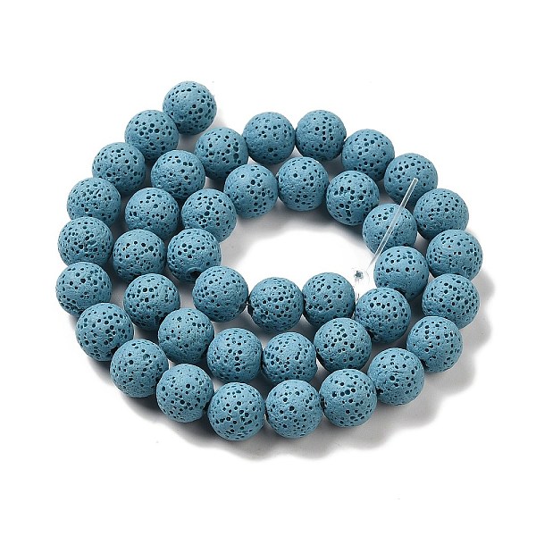 

PandaHall Natural Lava Rock Bead Strands, Dyed, Round, Cadet Blue, 8mm, Hole: about 2mm, about 52pcs/strand, 15.5 inch Lava Rock Round Blue