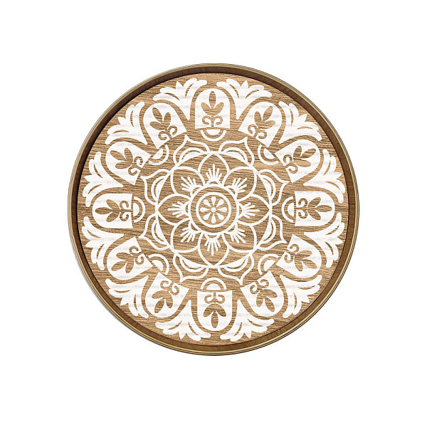 

PandaHall Wood Tray, Jewelry Plate, Flat Round with Flower, Flower, 300mm Wood Flower