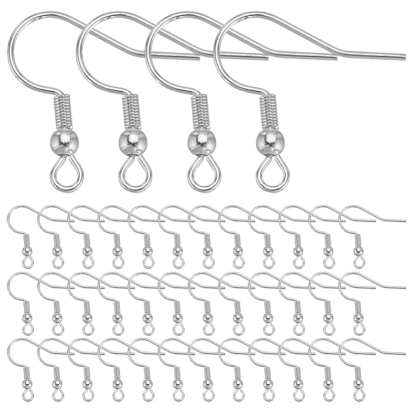 

PandaHall SUNNYCLUE 1 Box 100Pcs 925 Sterling Silver Plated Stainless Steel Earring Hooks Fish Hook Ear Wires French Earring Hooks...