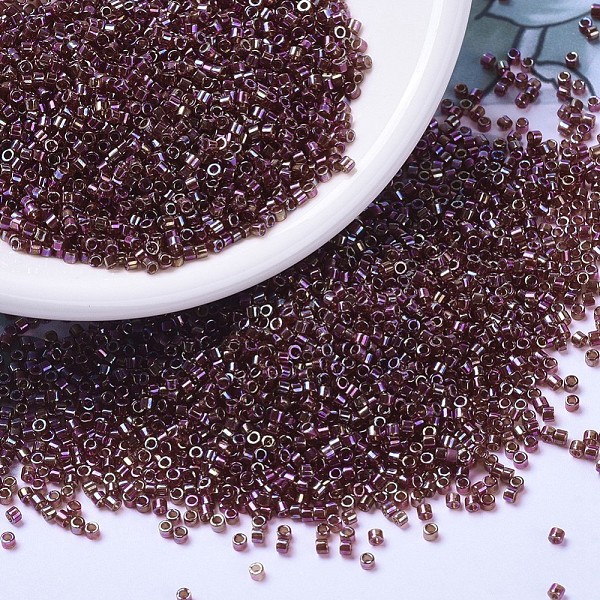 

PandaHall MIYUKI Delica Beads, Cylinder, Japanese Seed Beads, 11/0, (DB1242) Transparent Dark Cranberry AB, 1.3x1.6mm, Hole: 0.8mm, about..., Purple