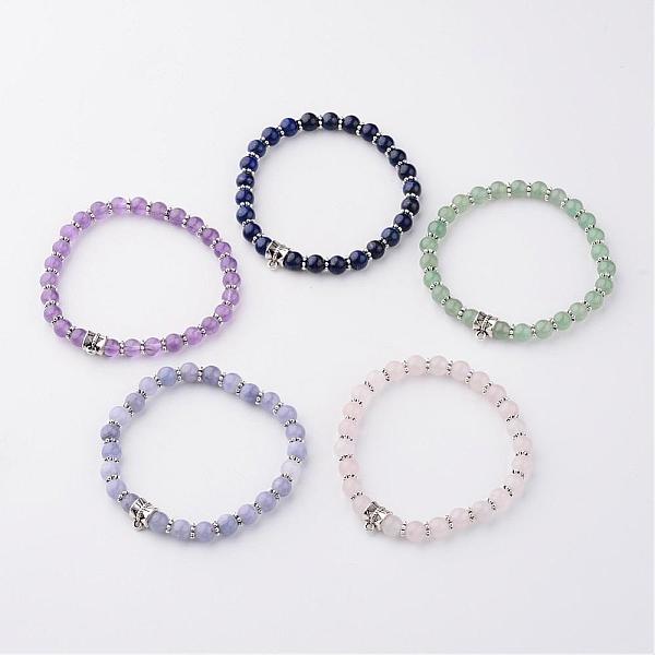 

PandaHall Natural Gemstone Stretch Bracelets, with Metal Finings, 55mm Mixed Stone