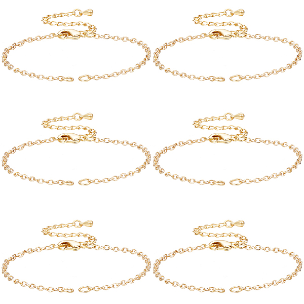 

PandaHall Beebeecraft Brass Cable Chain Link Bracelet Makings, with Jump Rings & Lobster Claw Clasps, Real 18K Gold Plated, 6-3/8 inch...