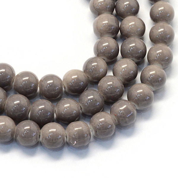 

PandaHall Baking Painted Glass Round Bead Strands, Rosy Brown, 8.5~9mm, Hole: 1.5mm, about 100~105pcs/strand, 31.8 inch Glass Round Brown