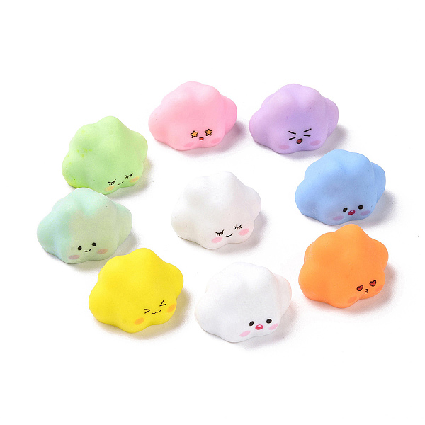 

PandaHall Cute Opaque Resin Cabochons, Cloud with Face Pattern, Mixed Color, 21x27x17mm Resin Body Multicolor