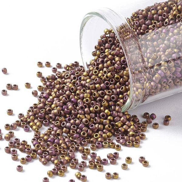 

PandaHall TOHO Round Seed Beads, Japanese Seed Beads, Matte, (514F) High Metallic Frost Copper Twilight, 15/0, 1.5mm, Hole: 0.7mm, about..., Purple