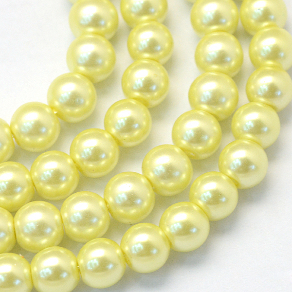 

PandaHall Baking Painted Pearlized Glass Pearl Round Bead Strands, Champagne Yellow, 8~9mm, Hole: 1mm, about 105pcs/strand, 31.4 inch Glass...