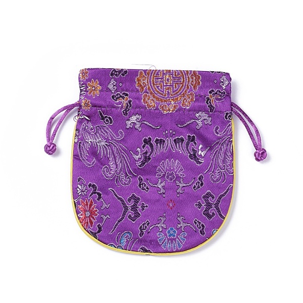 

PandaHall Silk Packing Pouches, Drawstring Bags, Purple, 13~13.5x11.4~12cm Silk Purple